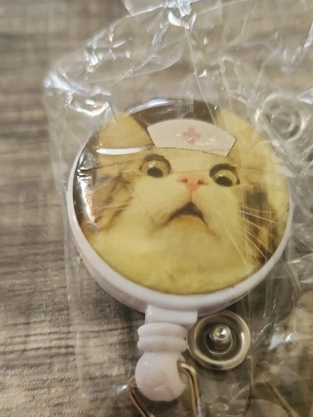 Assorted Novelty Cat & Meme Badge Reel - White